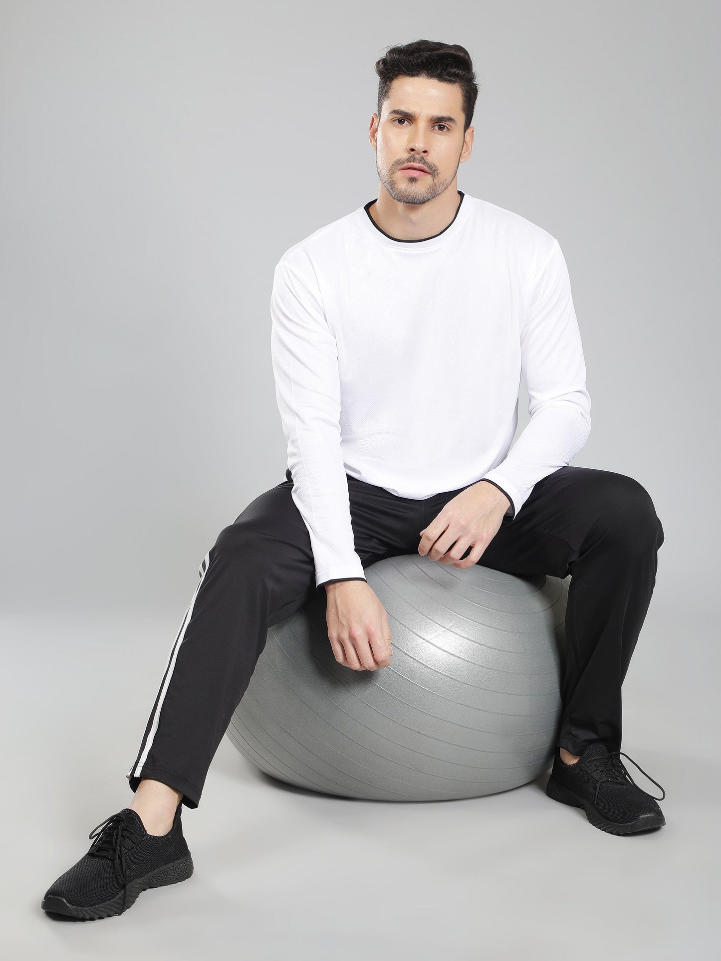 Adidas Solid Casual Men Black & White Track Pants