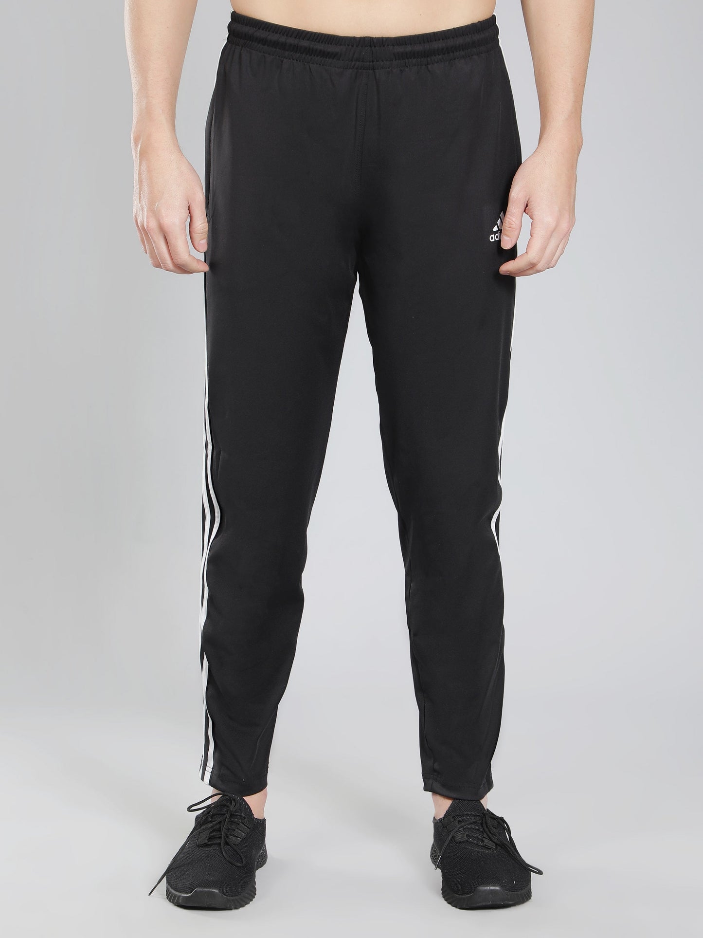 Adidas Solid Casual Men Black & White Track Pants