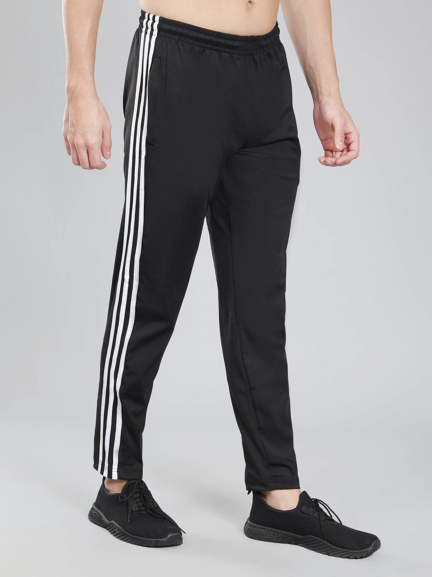 Adidas Solid Casual Men Black & White Track Pants