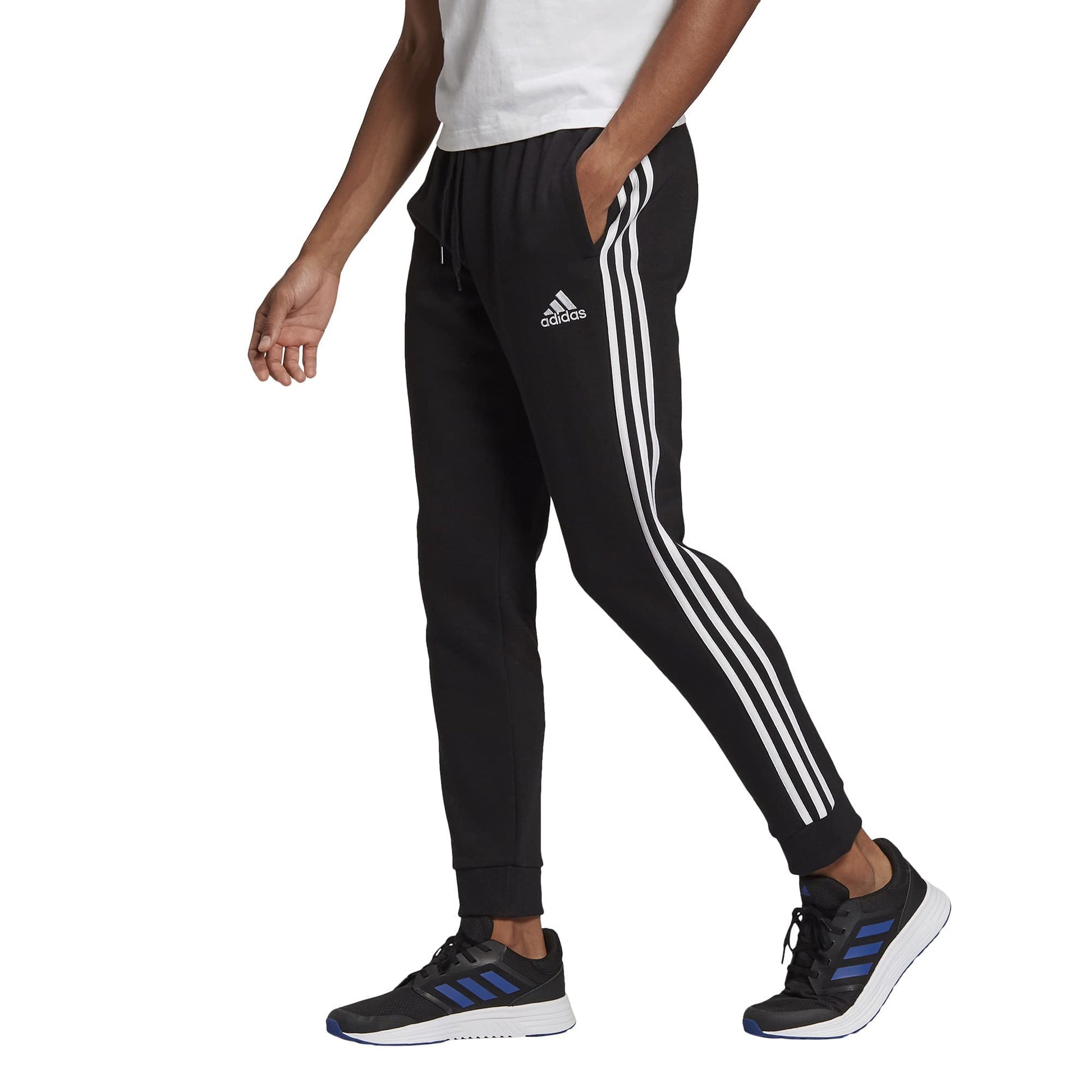 Men's Essentials Fleece Tapered Cuff 3-Stripes Pants