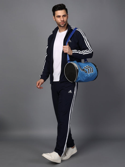 Adidas Full Striped Men Black Tracksuit